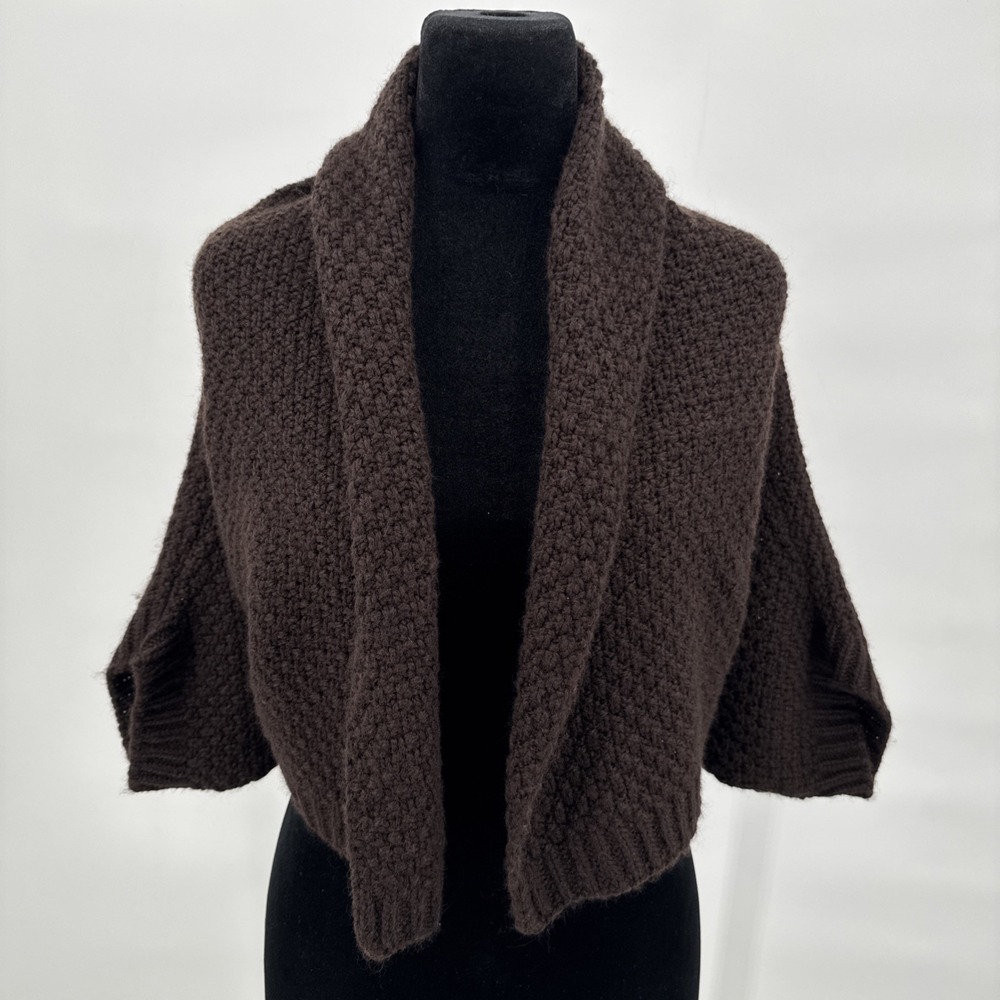 Colors Of Benetton Wool Blend Shrug Sweater Women's Brown Knit Vintage One Size